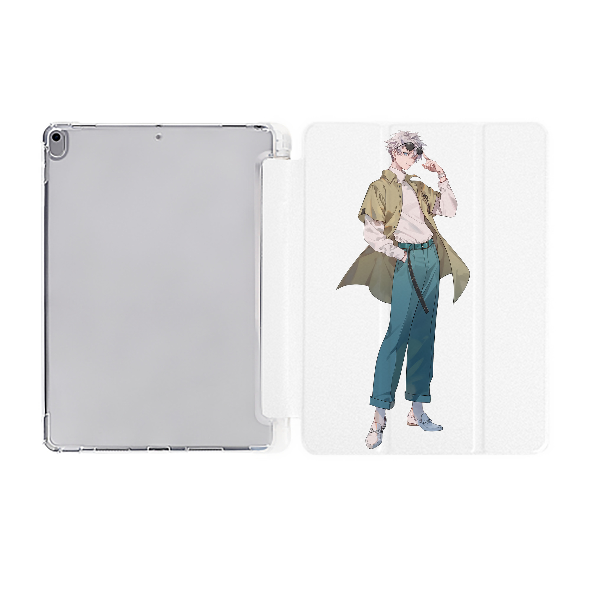 （画像用） 呪術廻戦 Jujutsu Kaisen IPad ケース ペン収納付き 三つ折りスタンド PUレザー×シリコン 対応機種9.5/10.5/10.9インチ